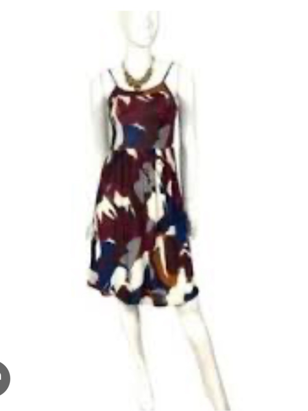 LOFT Burgundy Multicolor Floral Midi Dress